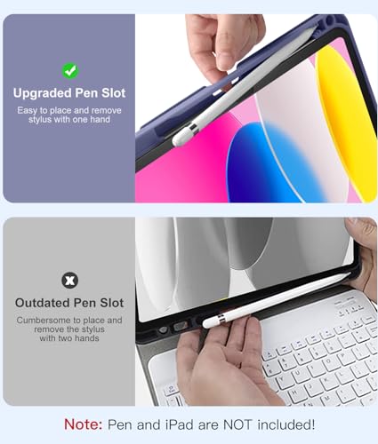 Hamile for iPad 11th 10th Generation Case with Keyboard - 7 Colors Backlit Wireless Detachable Folio Keyboard Cover with Pencil Holder for iPad 11-inch A16 2025 10th Gen 10.9 Inch 2022 (Blue Gray) - color: Blue Gray