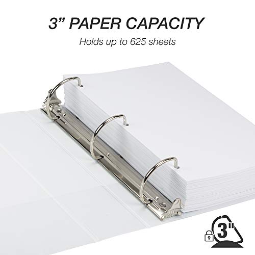 Samsill Durable 3 inch 3 Ring Binder, D Ring Binder, 100% Recycled Chipboard, White - color: White, size: 1 Pack, style: 3 Inch