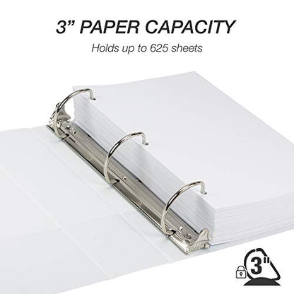 Samsill Durable 3 inch 3 Ring Binder, D Ring Binder, 100% Recycled Chipboard, White - color: White, size: 1 Pack, style: 3 Inch