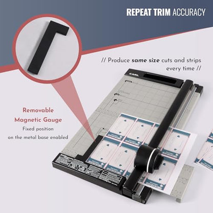 Carl, Professional Rotary Paper Trimmer 15-inch, 15 Sheet Cutting Capacity, Black and Silver - size: 15-inch