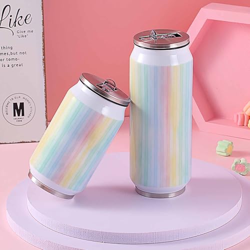 T&H XHome Stripes 10oz Stainless Steel Tumbler with Lid & Straw-Double Wall Vacuum Insulated Travel Mug Multi Stripe Farmhouse Watercolors Water Bottle Coffee Beverage Drinks Cup - size: 10 Ounces