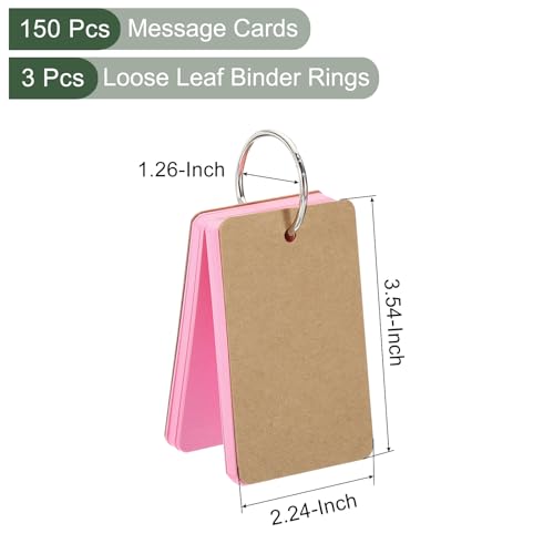 YOKIVE 150 Pcs Blank Flash Cards for Studying, Index Note Cards with Ring, Easy Flip, Great for Studying Bookmark Learning (Pink, 3.5 x 2-Inch) - color: Pink