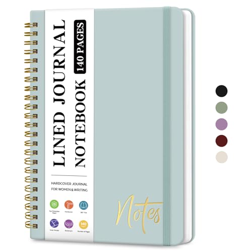 ZOTIA Lined Spiral Journal Notebook for Women, A5 College Ruled Journals for Writing, Hardcover Notebooks for Work, Note taking and Office School Supplies,140 Pages - Dusty Blue - color: O-Dusty Blue