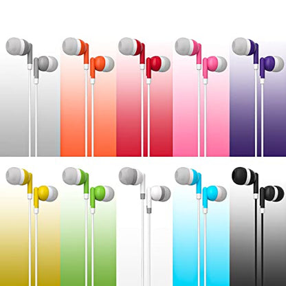 Maeline Bulk Earbuds with 3.5 mm Headphone Plug - 40 Pack Wholesale Bundle - Multi Color - color: Multi, size: 40 Pack
