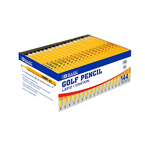 BAZIC PRODUCTS Pre-Sharpened #2 Golf Pencils, Hexagon Wood, 12-Case | HB graphite core, break-resistant, 3.5 in mini barrel, surveys, lottery, church, events, golf scores - size: 1 Count (Pack of 12)