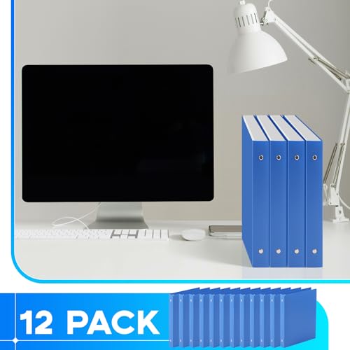 Henoyso 12 Pcs Plastic 1 Inch Mini 3 Ring Binders Fits 5.5" x 8.5" Paper, Holds(Capacity 200 Sheets), Flexible Three Round Rings Small Blue A5 Binders Bulk for School, Office Use, Photo Album - color: Blue, size: 1 Inch