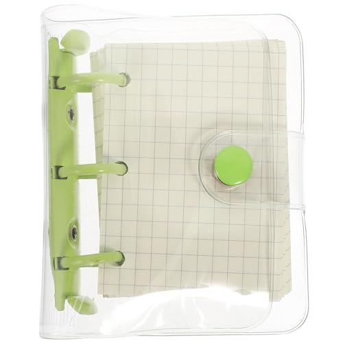 KAJNBN Cover 3-ring Mini Loose-leaf Notebook, Portable Small Notepad with Green Binder, Multi-function Pocket Scrapbook for Students and Travel Use