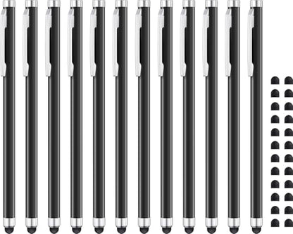 Linfanc Stylus Pens for Touch Screens - 12 Pack High Sensitivity and Precision Capacitive Stylus, Matte Black with 24 Extra Tips - color: Matte Black 12