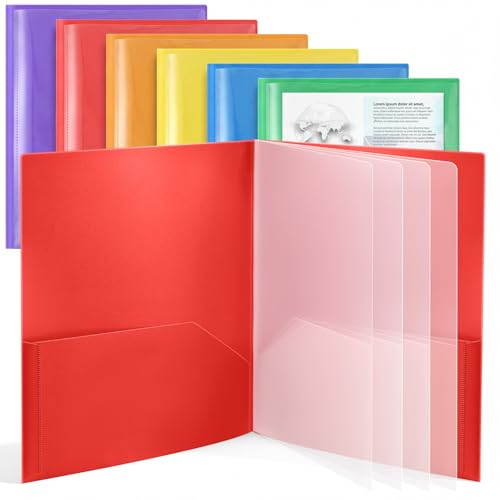Colarr 6 Pcs Plastic Multi Pocket Folders Bulk Heavy Duty Folders, Paper Document Project Organizer for Back to School, School Supplies, Classroom, Office Home(10 Pockets,Multicolors) - color: Multicolors, style: 10 Pockets