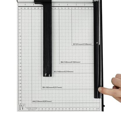 Precision Paper Cutter for A4/B5/A5/B6/B7, 10x13 inches, 70GSM Capacity, Metal Base - color: White