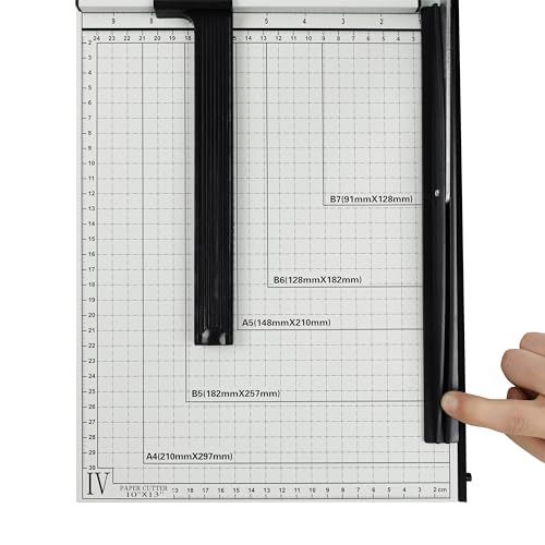 Precision Paper Cutter for A4/B5/A5/B6/B7, 10x13 inches, 70GSM Capacity, Metal Base - color: White