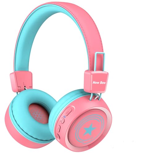 New Bee Kids Headphones Wired for School with Microphone KH20 HD Stereo Safe Volume Limited 85dB/94dB Foldable Lightweight for Girl/Mac/Android/Kindle/Tablet/Pad (Pink) - color: Pink, size: wireless