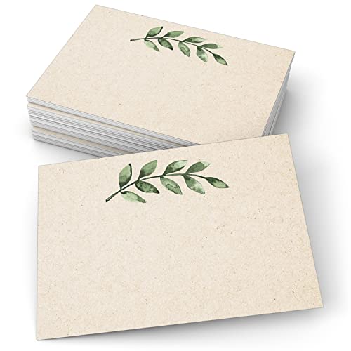321Done Blank Greenery Cards, 4x6 Kraft, Set of 50 - Made in the USA, Thick Cardstock, Ideal for Custom Greetings, Invitations, and Table Cards - color: Greenery, Tan, size: 4x6, Horizontal