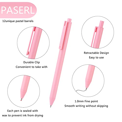 WY WENYUAN Cute Fine Point Smooth Writing Pen - Personalized Ballpoint Bulk, Flair Colorful, Black Ink 1.0 mm Journaling, Glitter Office Supplies for Women & Men, Note Taking - color: 12 pack colorful pens