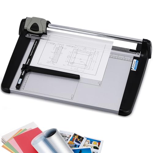 Rotary Paper Trimmer, 15 Sheets Heavy Duty Paper Trimmer, 360mm(14.17") Cutting Length, Commercial Grade Rotary Paper Cutter for Home/Office/School, Black & Silver - size: 14.17"