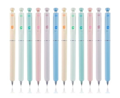 Gel Pens, 12 Pcs 0.5mm Fine Point Retractable Pen, Quick Dry No Smudge Black Ink, Premium Smooth Writing for Note Taking & Bullet Journaling, Office School Supplies, Gifts for Women & Students - color: 12 Pcs Multicolor-Black Ink