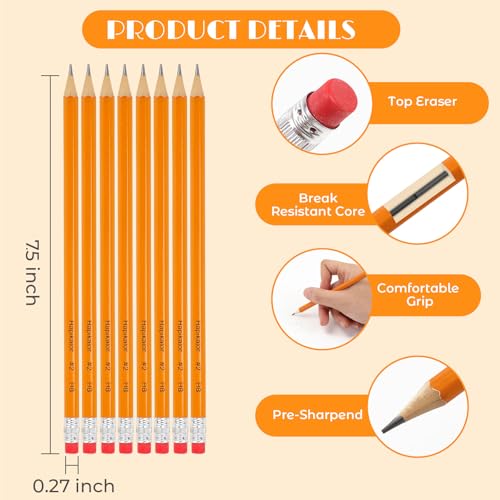 Hapikalor 360 Count Sharpened #2 Pencils with Erasers, Pencils Bulk Pack for School Classroom Teacher Supplies, Graphite Pencils for Writing, Drawing and Sketching, Back to School - size: 360 Count (Pack of 1)