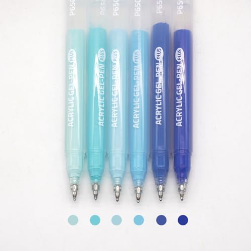 Acrylic Gel Pens for Coloring Books, Quick Dry 6 Pcs 1.0mm Fine Point Gel Marker Pen for Drawing, Journaling Art, Sea Salt Blue - color: Sea Salt Blue