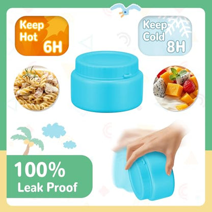 Kids Bento Box - 4 Compartment, Leak-Proof, with Soup Thermo | 9oz Soup Thermo Included, Insulated Lunch Bag, For Boys & Girls, School & Travel - color: Play-Blue