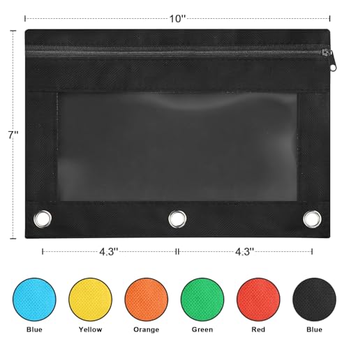 Shemira Pencil Pouch for 3 Ring Binder, 30 Pack Black Pencil Pouches Bulk, Binder Pencils Pouchs' with Smooth Zipper, Zipper Pencil Pouches, 3 Ring Binders' Pencils' Pouches' - color: Black
