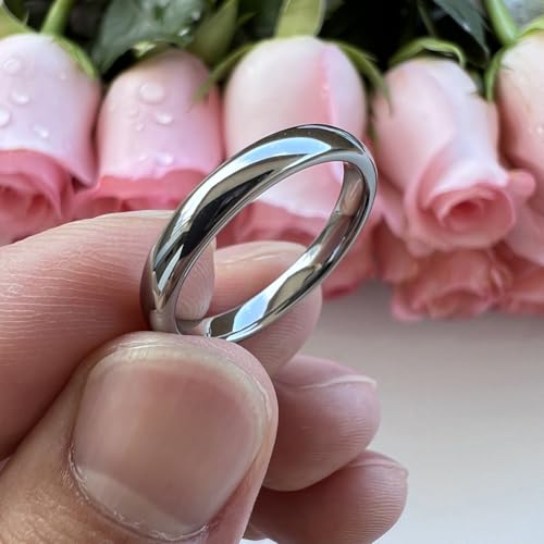 TUTISS 3mm 4mm 5mm 6mm 7mm 8mm 10mm Silver/Gold Tungsten Rings for Men Women Couple Fashion Jewelry Engagement Wedding Bands Domed Polished Comfort Fit - color: 3mm Tungsten