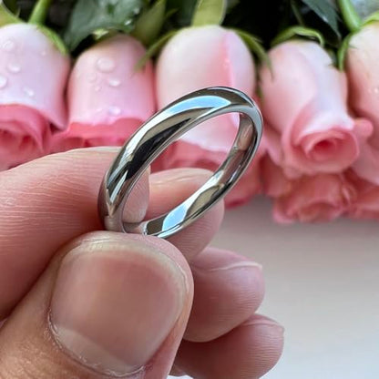 TUTISS 3mm 4mm 5mm 6mm 7mm 8mm 10mm Silver/Gold Tungsten Rings for Men Women Couple Fashion Jewelry Engagement Wedding Bands Domed Polished Comfort Fit - color: 3mm Tungsten