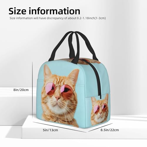 Sunglasses Cat Lunch Box - Insulated Lunch Bags for Women/Men Funny 3D Design Reusable Lunch Tote Bags, Perfect for Office/Camping/Hiking/Picnic/Beach/Travel - color: Sunglasses Cat