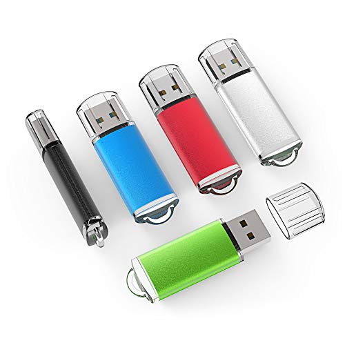 TOPESEL 5 Pack 8GB USB 2.0 Flash Drive Memory Stick USB Drive Jump Drive USB Storage Flash Drives Pen Drive Thumb Drives for Desktop, Laptop, Tablet (5 Mixed Colors: Black Blue Green Red Silver) - color: 5 Pack, size: 8GB-2.0