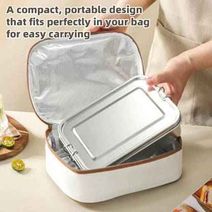 Stainless Steel Lunch Box, 2PCS 28oz/850ml Metal Bento Box, Reusable Food Storage Containers with Lids Leak Proof for Travel, Work, Picnic, Home - size: 2 X 850 mL