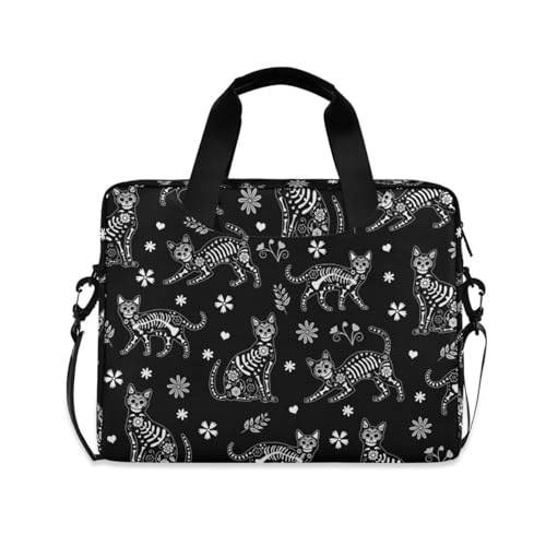 Laptop Case 15.6 inch Computer Bag | Waterproof Laptop Briefcase Laptop Bag for Women & Men - color: Death Halloween Cats Gothic 1