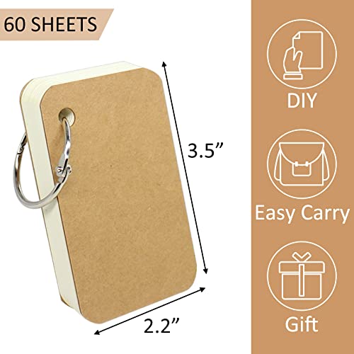 zmybcpack 24 Pack 2.2x3.5 Inches Blank Flash Cards with Binder Rings | Blank Easy Flip Index Card Mini Study Cards for Studying, 60 Sheets Each Pack - size: 2.2"x3.5"(24pack blank)