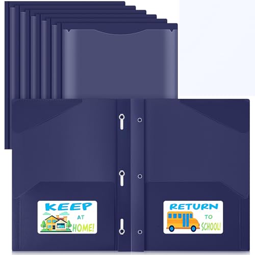 Henoyso 24 Set Take Home Folders with Clear Front Pocket, School-to-Home Communication Folder Bulk for Back to School Classroom, Heavy Duty Plastic Parent-Teacher Homework Folders (Dark Blue) - color: Dark Blue