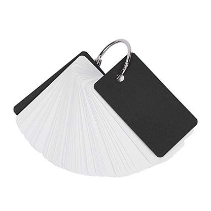 Mini Blank Flash Cards with Binder Rings Kraft Paper Blank Index Cards 4x6 with Punched Holes Easy Flip Flash Card White Study Note Cards Unruled Memo Scratch Pads Small DIY Greeting Cards 5 Pack - color: Black