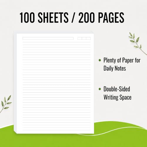 Unpunched College Ruled Loose Leaf Paper, 100 Sheets, Letter Size 8.5 x 11 Inch, 100 GSM White Lined Sheets with Subject & Date Boxes