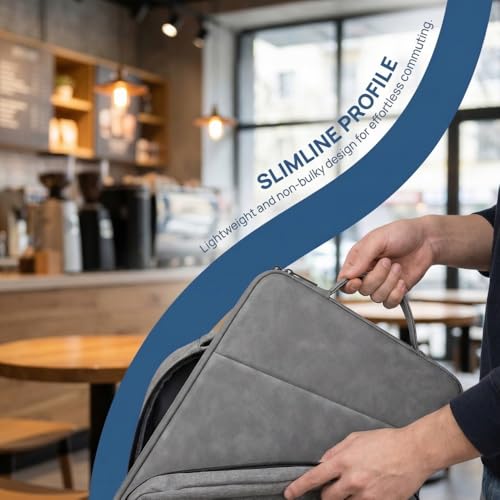 Laptop Sleeve for MacBook Air 15 Inch, Premium PU Leather Laptop Case with Handle, Water-Resistant & Shockproof, Compatible with MacBook Air/Pro 13/14 M5 M4 M3 M2 M1, HP Dell ASUS Lenovo(Gray) - color: Dark Gray, size: 15 inch