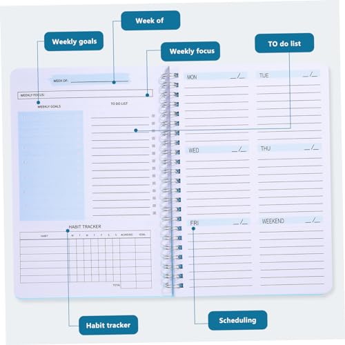 CAXUSD Spiral Notebook Wide Ruled College Planner Paper Notebook for School Multi Subject Journaling