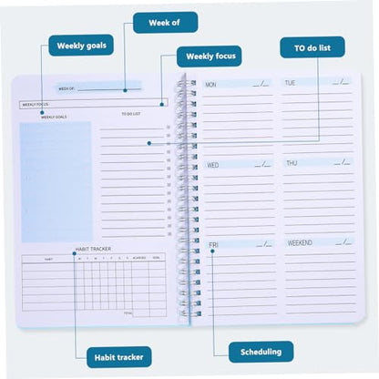 CAXUSD Spiral Notebook Wide Ruled College Planner Paper Notebook for School Multi Subject Journaling