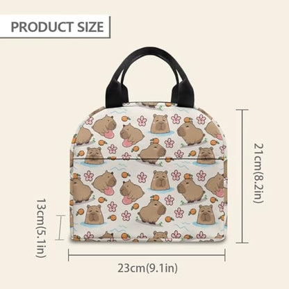 Kawaii Capybara Lunch Box Kids Portable Leakproof Large Capacity Thermal Picnic Cool Bags for School Home Office Teenagers Women - color: Kawaii Capybara Orange