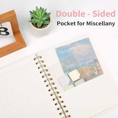 Spiral Notebook-5.75" x 8.125" College Ruled Journal with Inner Pockets and 160 Pages,PU Leather Cover Business Journal, Twin-Wire Binding Notebook Perfect for Office & Home School Supplies Light Pink - color: 007-Light Pink-1pack, size: A5-160 pages