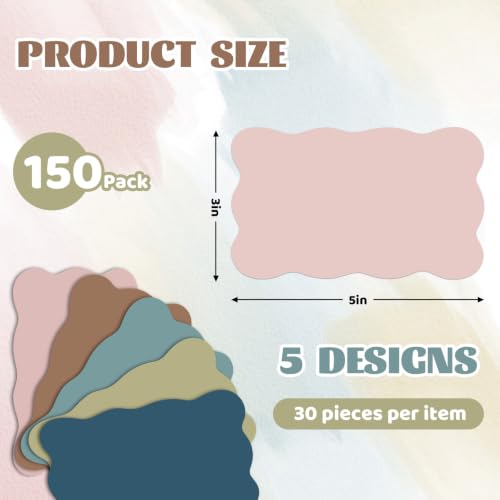 Whaline 150Pcs Boho Index Cards 3 x 5 Inch Neutral Color Flash Notecard Scalloped Blank Index Card for Note-Taking Studying Organizing School Office Supplies - color: Boho