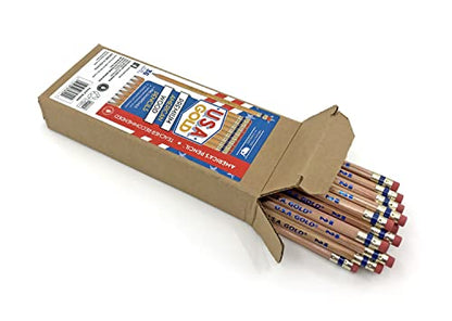 RoseArt U.S.A. Gold Pre-Sharpened American Wood Cased #2 HB Natural Pencils, 36 Pack - color: Natural, size: 1 Count (Pack of 36)