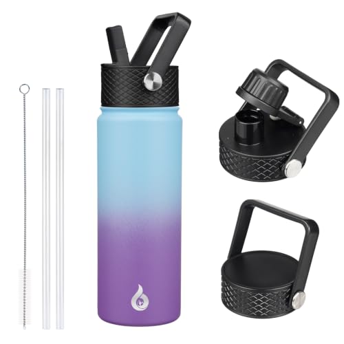 BJPKPK 22oz Insulated Water Bottle with Straw Lid, Stainless Steel Bottle | 3 Lids Included, Keep Cold & Hot, BPA-Free Leakproof Vacuum Bottle, Metal Water Bottle for office, Gym, Travel & Outdoor - color: Ocean Dream, size: 22 Ounces
