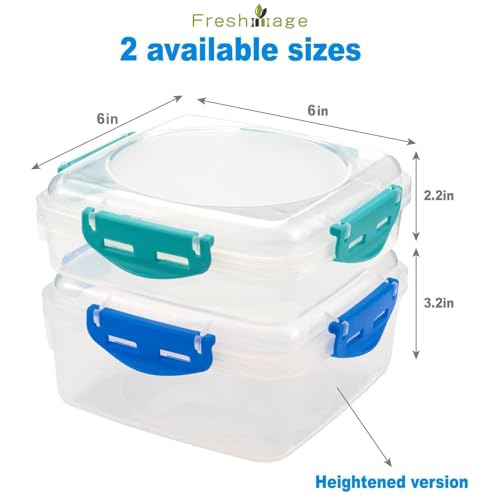 4 PCS Sandwich Containers - 100% Airtight & BPA-Free & Microwave & Dishwasher Safe Kitchen Storage Containers with Upgraded Snaps, 2 heightened Containers for Lunch Boxes and 2 normal version | Kitchen food Storage Containers with Upgraded Snaps lids, 2 h