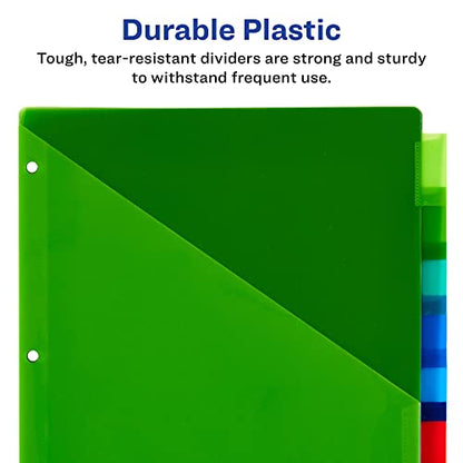 Avery Dividers for 3 Ring Binders,8-Tab Sets,Two-Pocket Plastic Binder Dividers with Tabs,Multicolor,1 Set (11907),(Pack of 2) - size: 8 Tab (Pack of 2)