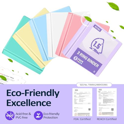 Sooez BinderX Extra Durable 1.5 Inch 3-Ring Binder, Holds 400 Sheets of 8.5x11 Paper, Customizable View Cover with Inside Pockets, Heavy Duty Binder for School, Lavender - color: Lavender, size: 1.5 inch