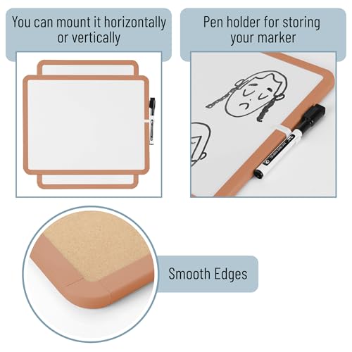 Mr. Pen- Dry Erase Board, 14” x 11” with a Black Dry Erase Marker | Copper Tan Frame, Small Mini White Board for Students, Fridge, Wall, Locker, Includes Double Sided Tapes - color: Copper Tan