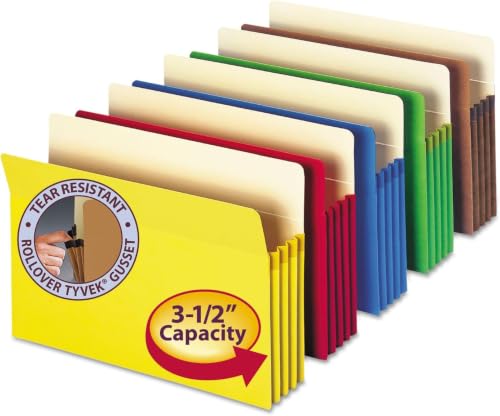 Smead File Pocket,Straight-Cut Tab,3-1/2" Expansion,Letter Size,Assorted Colors,5 Count (73892),(Pack of 5) - size: 5-Pack