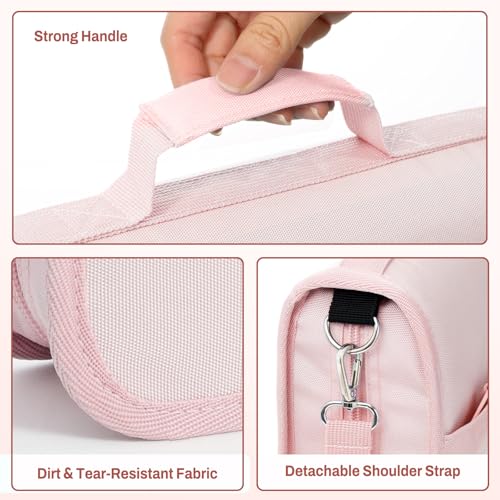 SUNEE Zipper Binder 3 Ring, 3 Inch O-Ring with Handle and Shoulder Strap, 600-Sheet Capacity, Multi-Pockets for Middle School Organizer Binder with Zipper, Pink Lotus - color: Pink Lotus