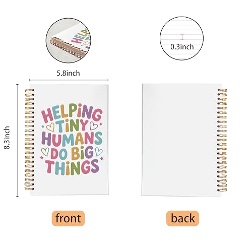 VNWEK Pastel Teacher Spiral Notebook Journal 5.5x8.3 Inch, Preschool Kindergarten Teacher Appreciation Gifts Journal, Helping Tiny Humans Do Big Things Lined Hardcover Spiral Notebook - color: lz-notebook-9