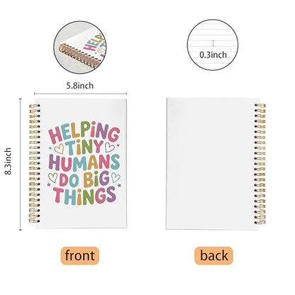 VNWEK Pastel Teacher Spiral Notebook Journal 5.5x8.3 Inch, Preschool Kindergarten Teacher Appreciation Gifts Journal, Helping Tiny Humans Do Big Things Lined Hardcover Spiral Notebook - color: lz-notebook-9